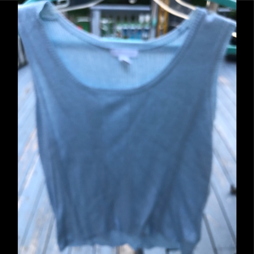Charter Club size XL blue scoop neck ribbed knit tank top with silver threading